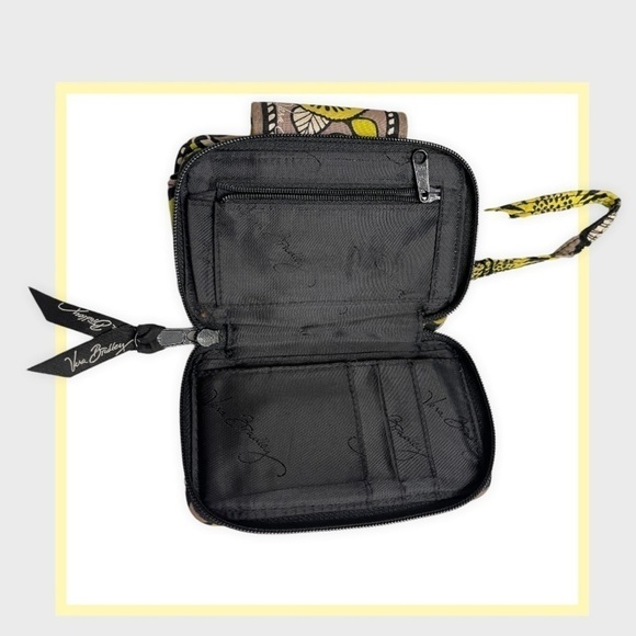 Vera‎ BRADLEY ID Wallet Wristlet Yellow and Black Floral - Picture 5 of 6
